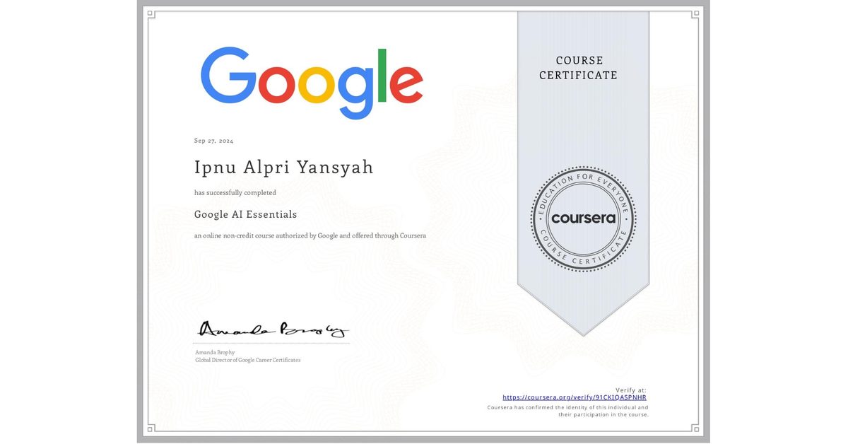 Sertifikat Google AI Essentials — Google
